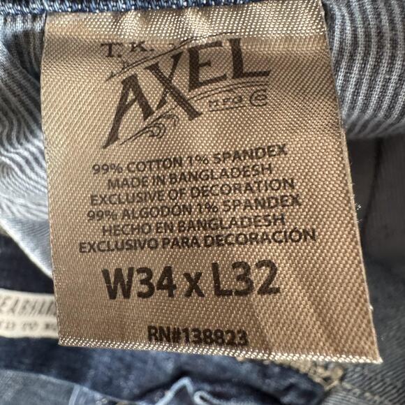 TK Axel Jeans Mens 35x30 Blue Slim Boot Stretch Embroidered Pockets AXMB005-6 - Picture 9 of 15